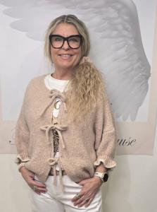 Kofta med knyt, Stickad Rosa, Annika - Soulful Fashion