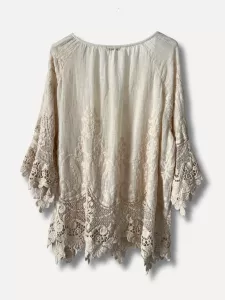 Blus med spetsar, Beige Steffi - Reunion   KOMMER SNART!
