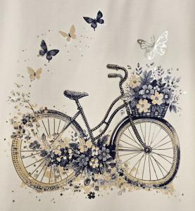 T-shirt Inze, Cykel och fjärilar, Marin - Soulful Fashion