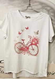 T-shirt Inze, Cykel och fjärilar, Röd - Soulful Fashion