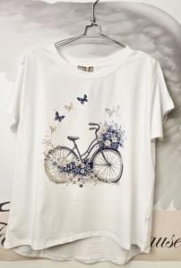 T-shirt Inze, Cykel och fjärilar, Marin - Soulful Fashion