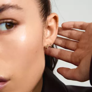 Örhängen, Rosetter med kristaller, Guldpläterade, Catharina – Pilgrim