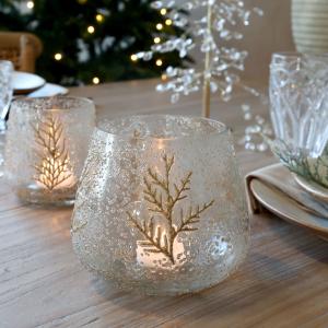 Ljuslykta med torkad kvist, Höjd: 14 cm - Chic Antique