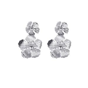 Örhängen, Silverfärgad Blomma x 2 - Gemini