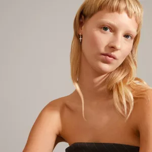 Örhängen, Återvunna silverpläterade kors i ring DAISY – Pilgrim