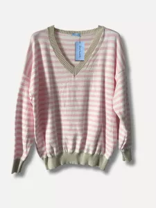 Finstickad tröja, Randig Rosa / Vit - Reunion    BERÄKNAD LEV: FEB