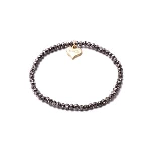 Armband, Grå skimrande fasetterade stenar, Elastiskt - Gemini