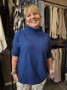 Tröja, Stickad med turtle neck, Blå, Tuva - Soulful Fashion