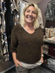 Tröja V-hals, Coffee Flora - Soulful Fashion