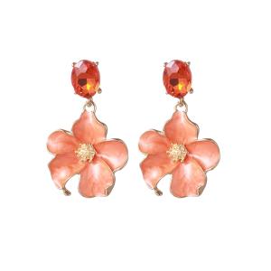 Örhängen, Orange blomma hängandes i gnistrande sten - Gemini