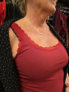 Linne, Ribbat med spets, Vinröd Amanda - Caramelle Fashion