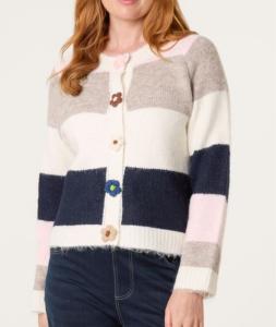 Stickad Kofta, Randig offwhite/grå/rosa/marin, Melissa - Chica London / Caramelle Fashion