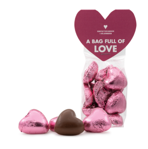 Nougathjärtan i rosa folie - Sockerbageriet     BERÄKNAD LEV: OKT