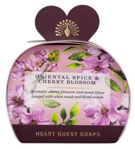 Hjärtformade småtvålar, Oriental Spice & Cherry Blossom - Set om 3