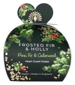 Hjärtformade småtvålar, Frosted Fir & Holly - Set om 3