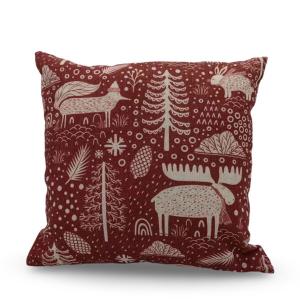 Kuddfodral, Snow Storm Red, Miljögården  (48x48 cm)