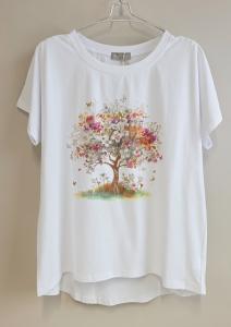 T-shirt Inze, Flower Tree, Taupe - Soulful Fashion