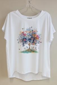 T-shirt Inze, Flower Tree, Denim - Soulful Fashion