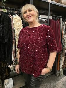 Topp med paljetter, Vinröd Cindy - Caramelle Fashion