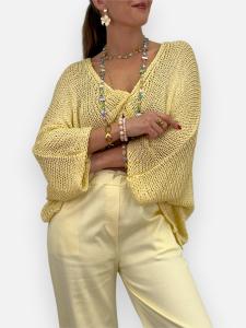 Stickad ponchotröja, Gul Emma - Gemini