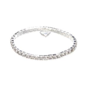 Armband Silverfärgat, Elastiskt med en rad strass - Gemini