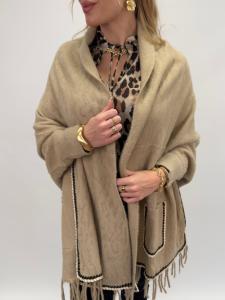 Poncho / Kofta, Beige Ivy - Gemini