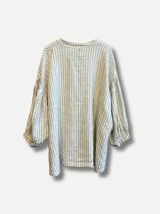 Linneskjorta med ballongärm, Vit / Beige, ALBA - Reunion    BERÄKNAD LEV: FEB