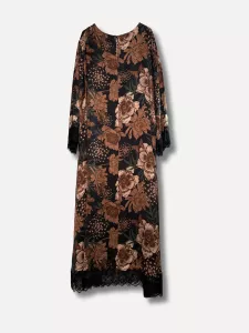 Klänning, Blommig med spets, Svart / Brun Flora - Reunion
