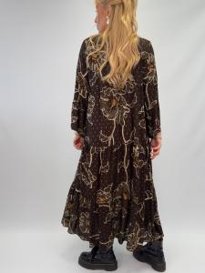 Klänning, Brun med blommönster, Freja - Gemini