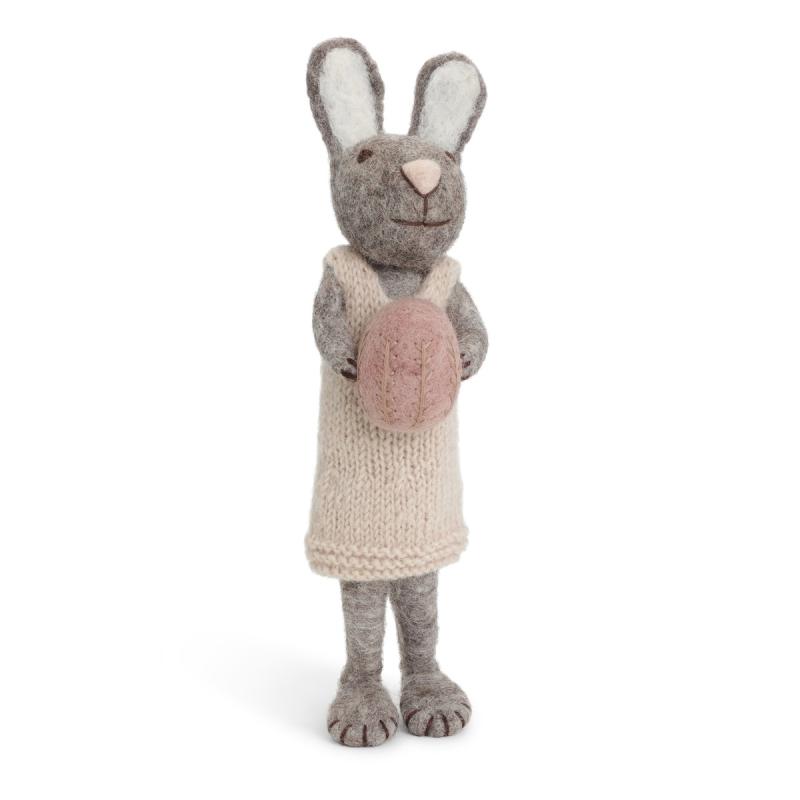 Grå hare med beige klänning, 27 cm (81013) - Én Gry & Sif