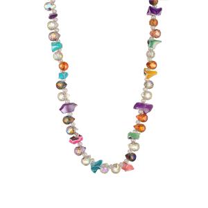Halsband Kort, Färgglada oregelbundna pärlor, Korsika - Gemini