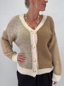 Kofta Blockstickad, Beige / Sand / Offwhite, Azra - Gemini