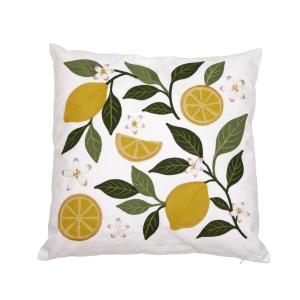 Kuddfodral Broderat, Citron 45x45 cm
