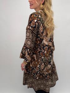 Klänning / Tunika kort, Blom Svart, Elina - Gemini