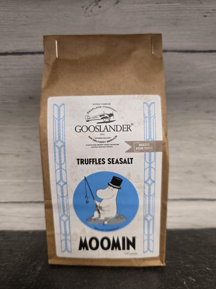 Chokladtryfflar Havssalt, Mumin, Brun påse, 100 g - Gooslander