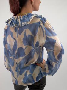 Blus med volanger, Blå / Offwhite, Lea - Gemini