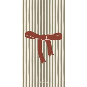 Servetter, Grön- och vit randig med röd rosett (10x20 cm) - Ib Laursen