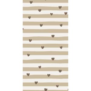 Servetter, Bruna hjärtan och beige ränder (10x20 cm) - Ib Laursen