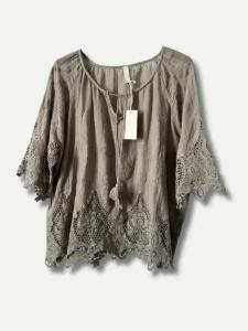 Blus med spetsar, Taupe Steffi - Reunion