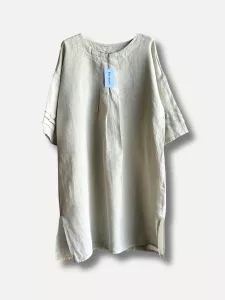 Linneklänning med sydda veck, Beige Vera - Reunion