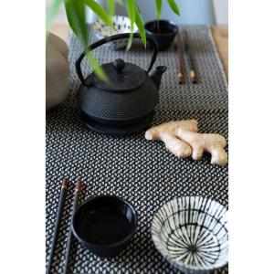 Löpare med frans Lin/Svart, Dima 35x120 cm