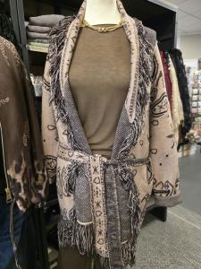 Stickad cardigan, Sand mönstrad, Sally - Lecoco