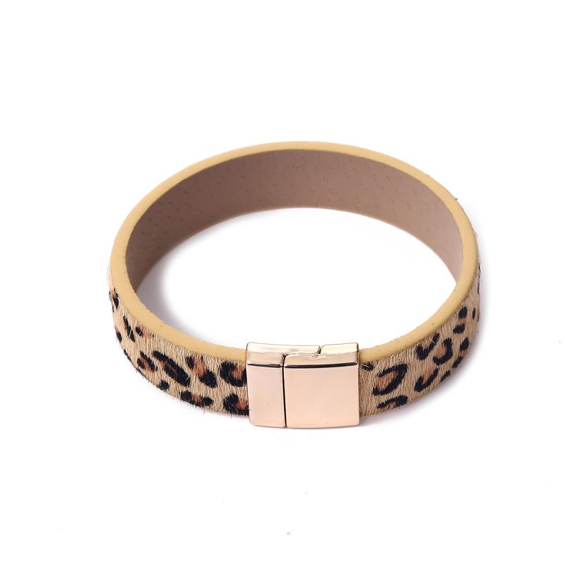 Armband Läderrem med leopardmönster - Gemini