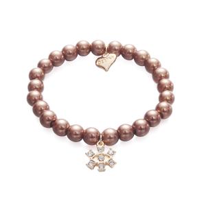 Armband Elastiskt, Bronsfärgade pärlor + öga i strass - Gemini