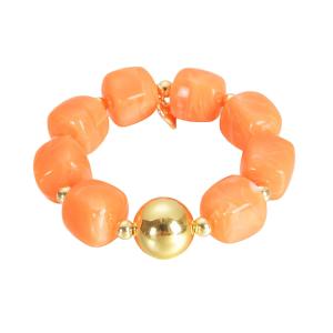 Armband, Orange fyrkantiga pärlor - Gemini