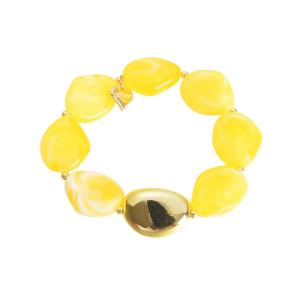 Armband Platta pärlor, Gul / Guld - Gemini
