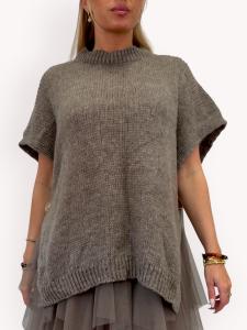 Stickad Ponchotröja, Taupe Noelia - Gemini