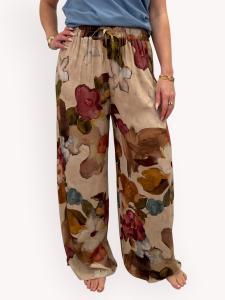 Byxa Blommig med vida ben, Beige Gina - Gemini