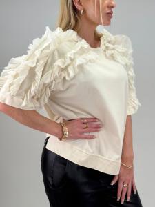 Topp med volang på ärmen, Creme, Adina - Gemini