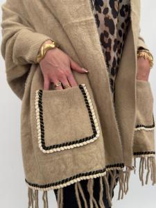 Poncho / Kofta, Beige Ivy - Gemini